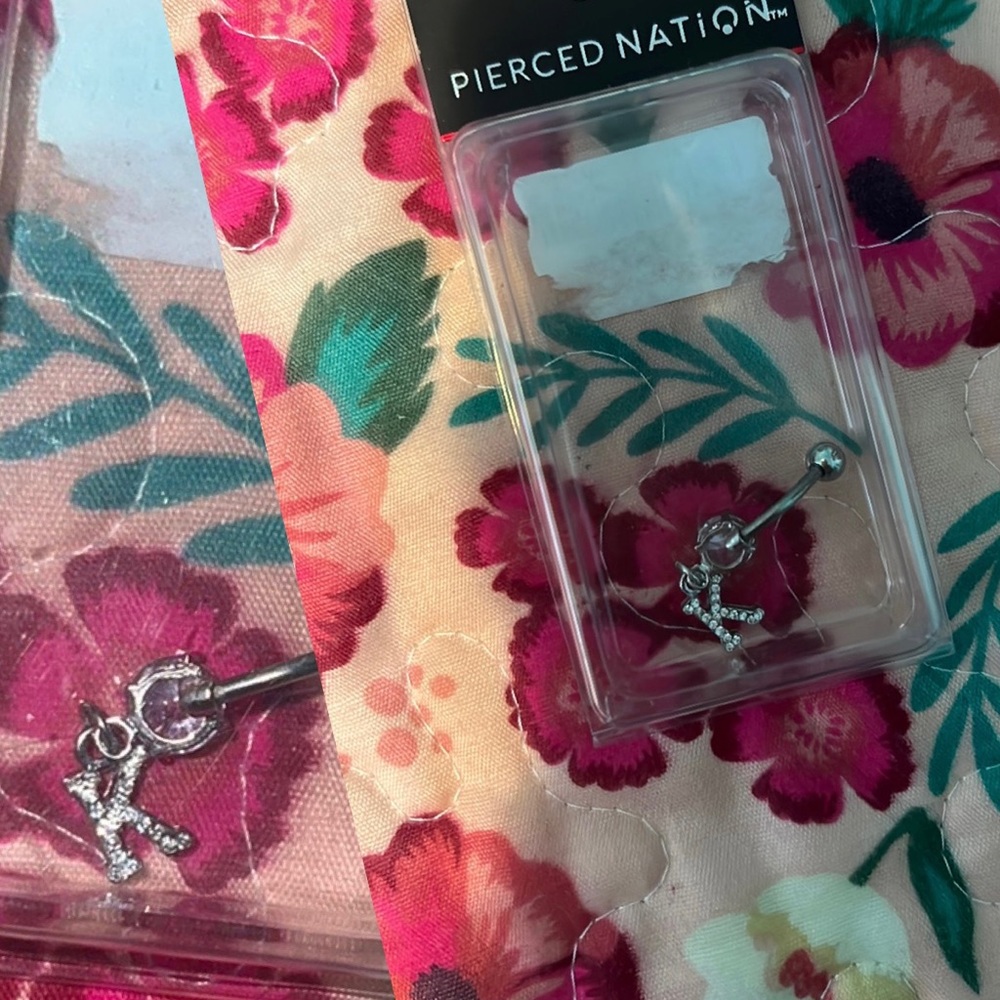 Letter K bellybutton ring